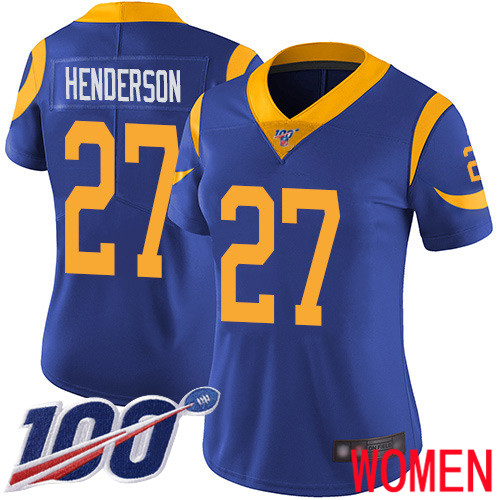 Los Angeles Rams Limited Royal Blue Women Darrell Henderson Alternate Jersey NFL Football #27 100th Season Vapor Untouchable